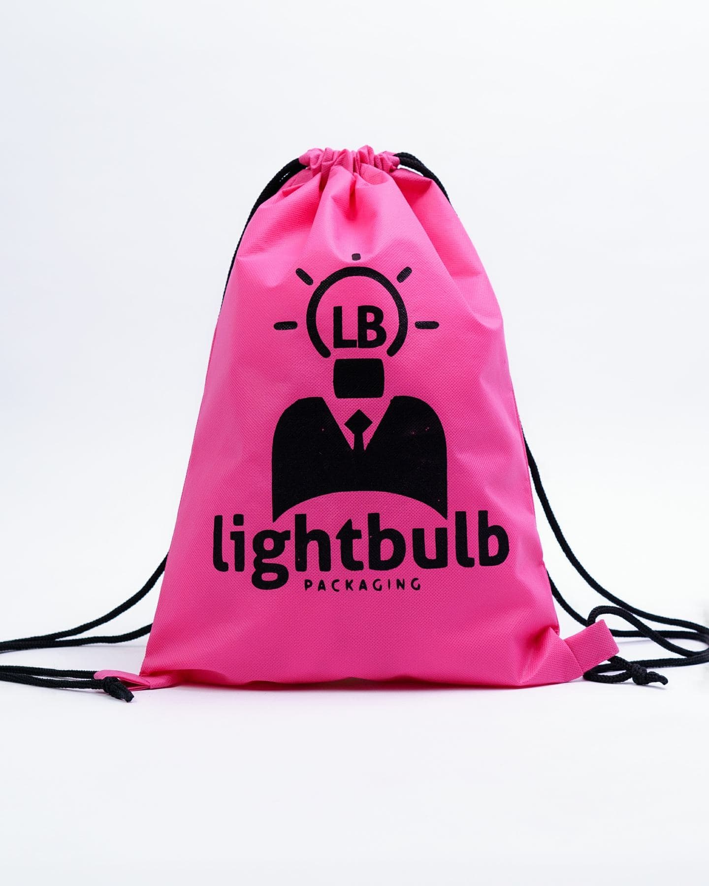 Pink branded drawstring bag